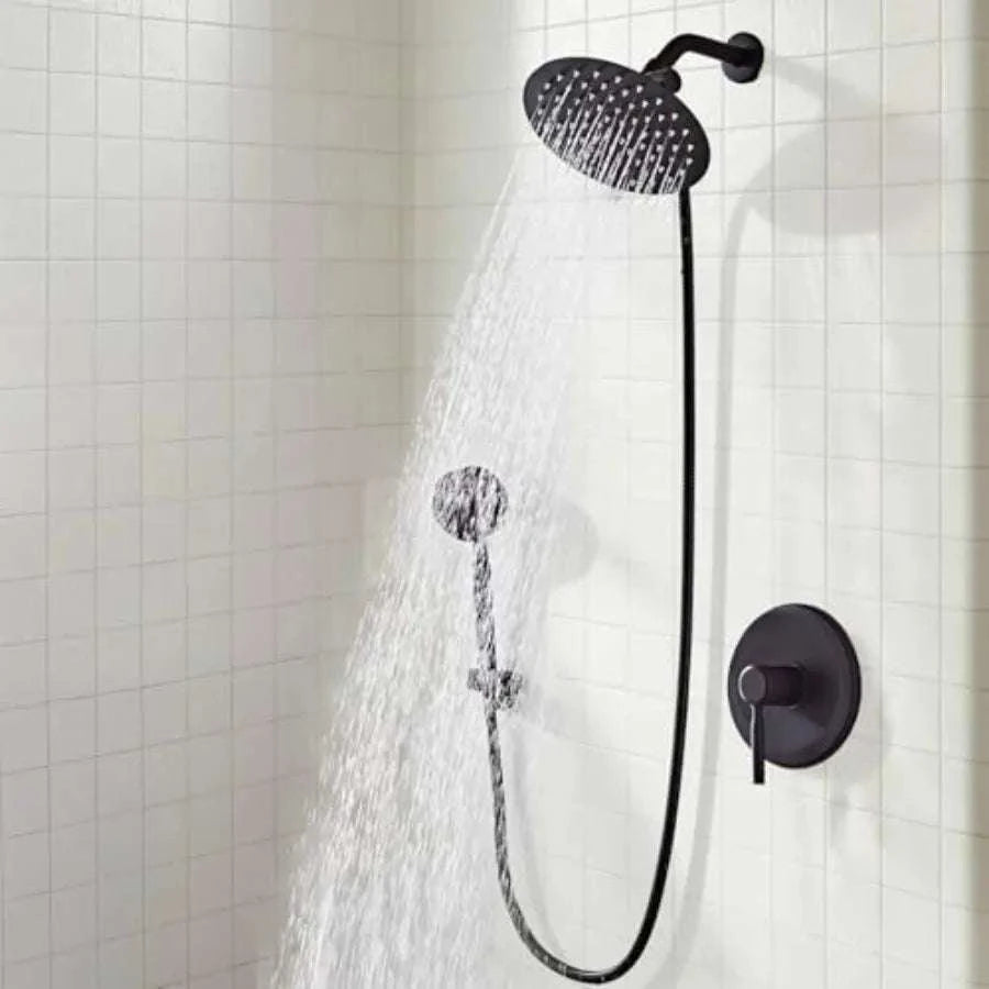 8-Inch Rain Shower Head Set with Handheld Sprayer and Filter-United States / Black