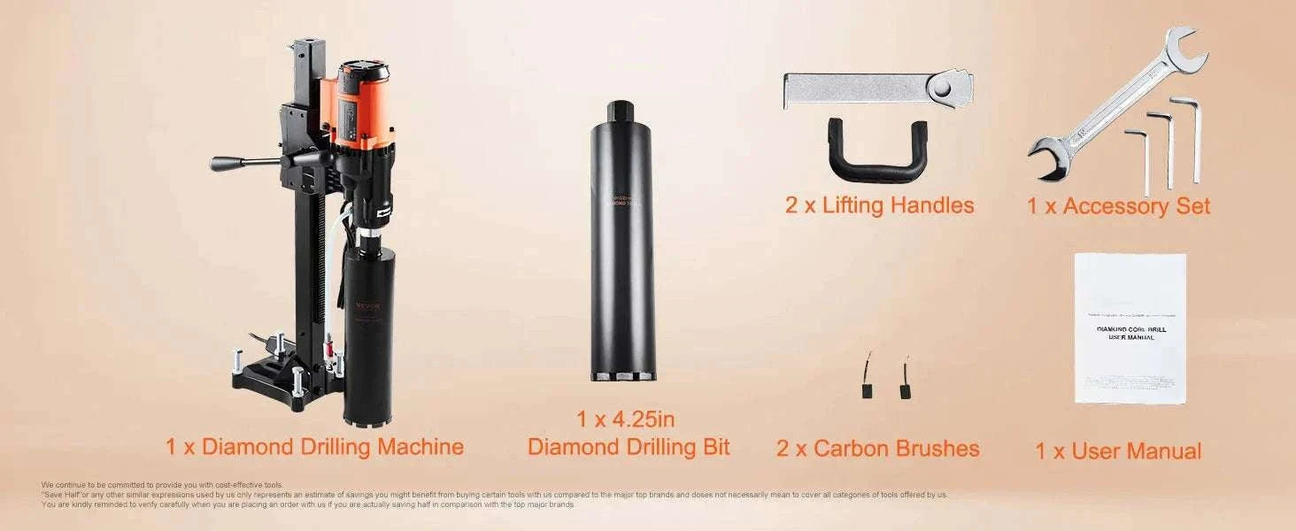 8-Inch Wet & Dry Diamond Core Drill Machine 750RPM Rig Stand-Poland