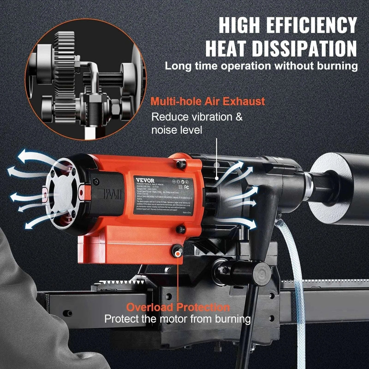 8-Inch Wet & Dry Diamond Core Drill Machine 750RPM Rig Stand-Poland