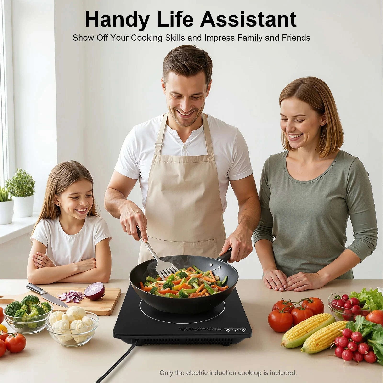 8-Level Induction Cooktop with Timer, 750W Countertop Stove-United States