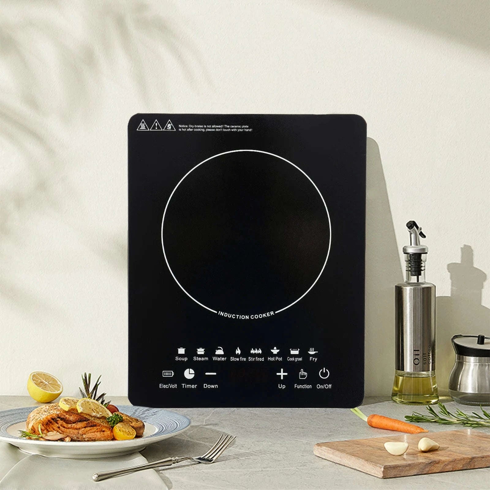 8-Level Induction Cooktop with Timer, 750W Countertop Stove-United States