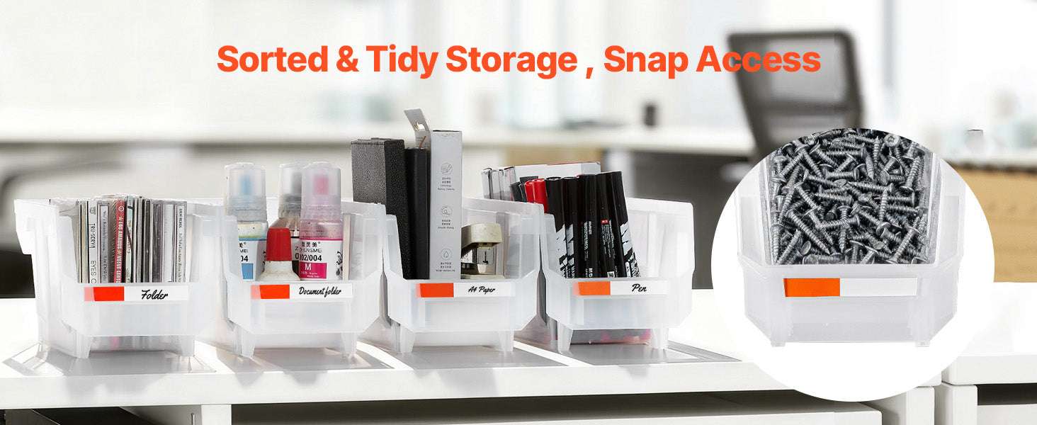 8 Pack Stackable Storage Bins with Front Access Organizer Boxes-Transparent / spain