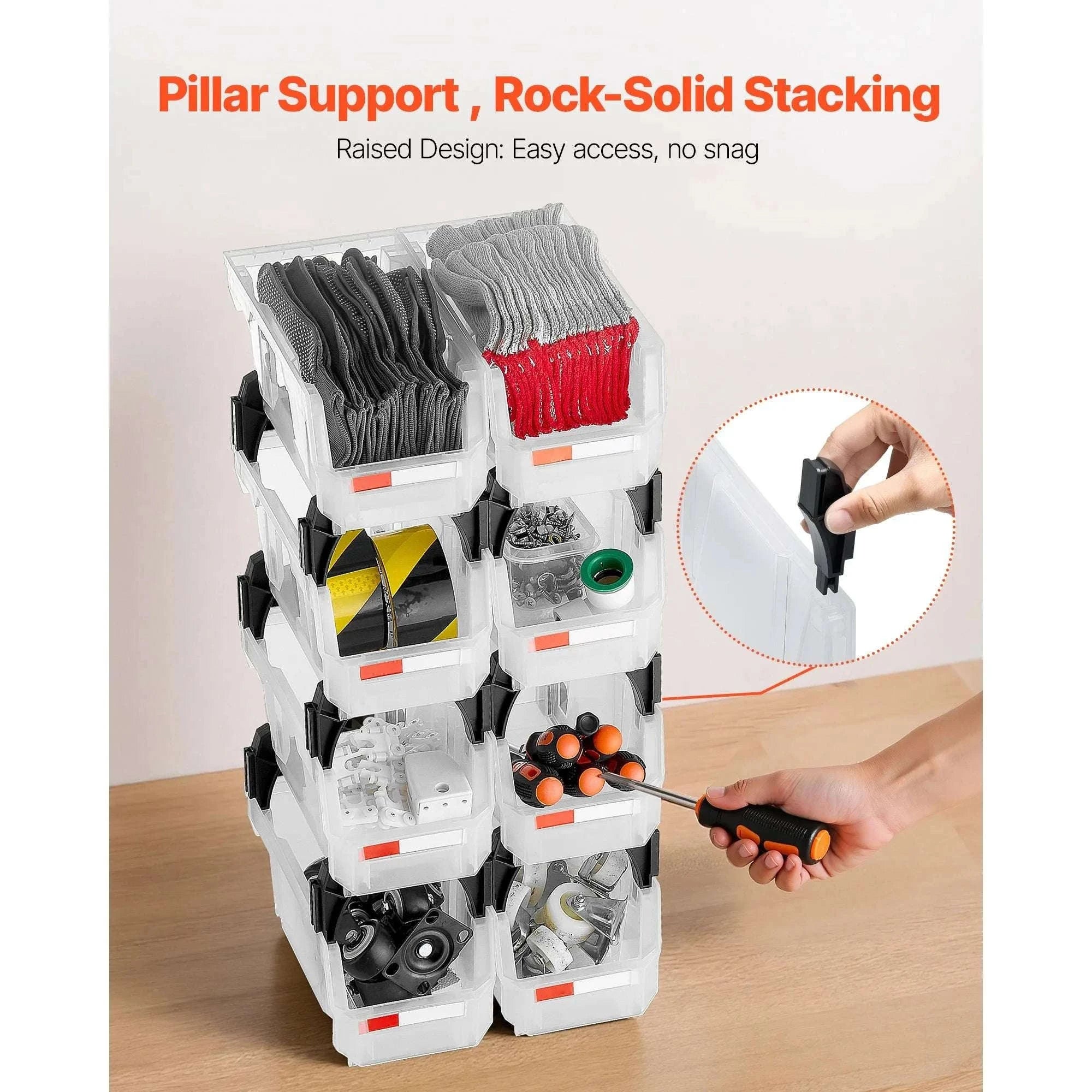 8 Pack Stackable Storage Bins with Front Access Organizer Boxes-Transparent / spain