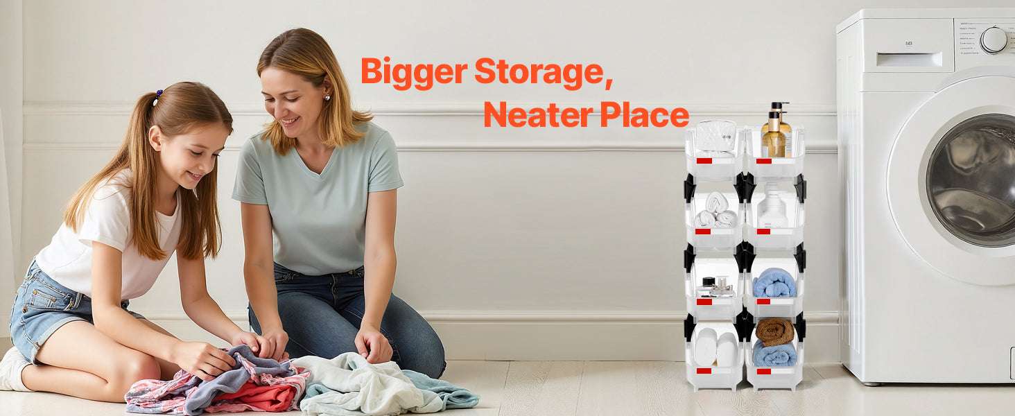 8 Pack Stackable Storage Bins with Front Access Organizer Boxes-Transparent / spain