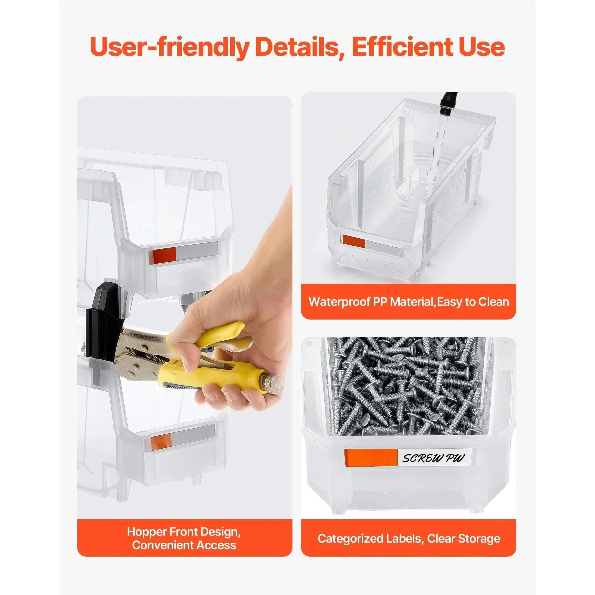 8 Pack Stackable Storage Bins with Front Access Organizer Boxes-Transparent / spain