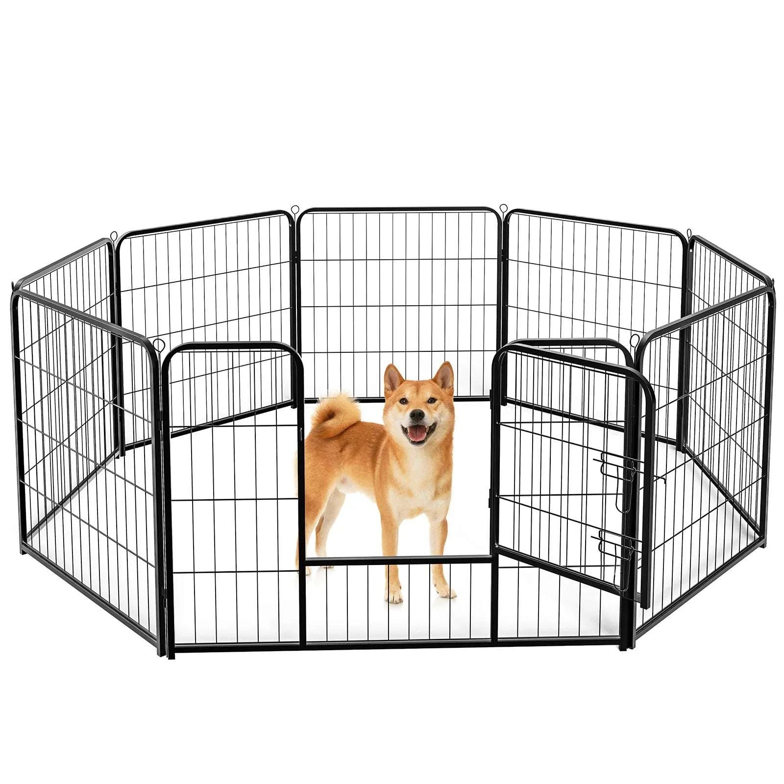 8-Panel Metal Dog Playpen Foldable Pet Fence with Door-24 Inch / United States