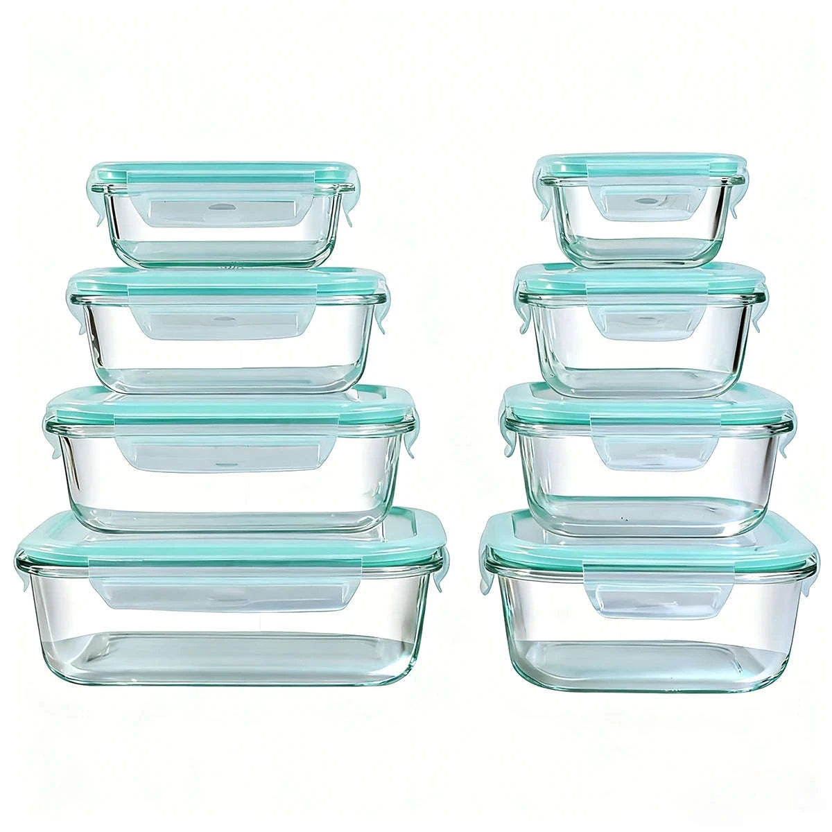 8-Piece Glass Food Storage Containers Set Leakproof Airtight Stackable-Green / United States
