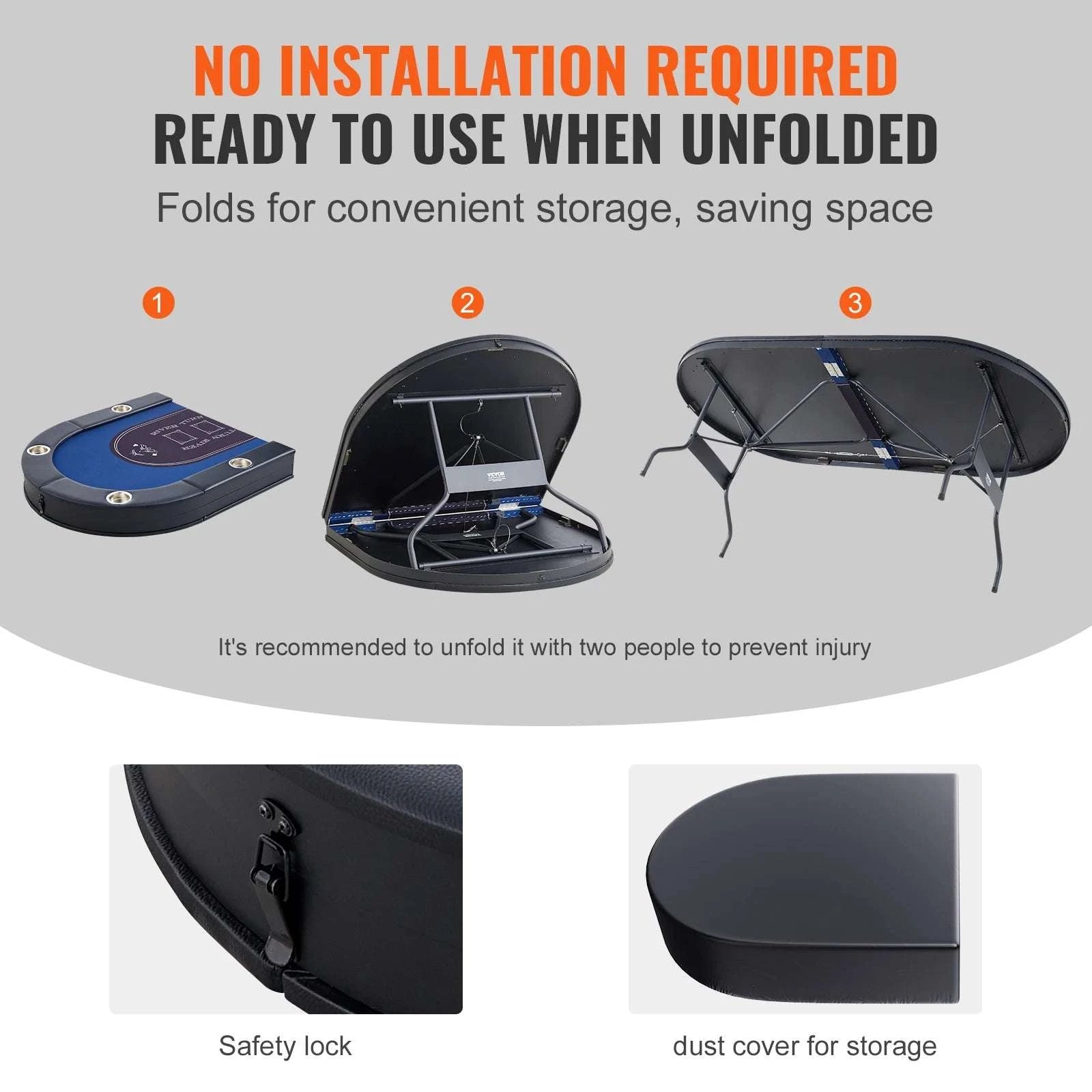 8 Player Foldable Poker Table with Cup Holders & Padded Rails-8players / United States