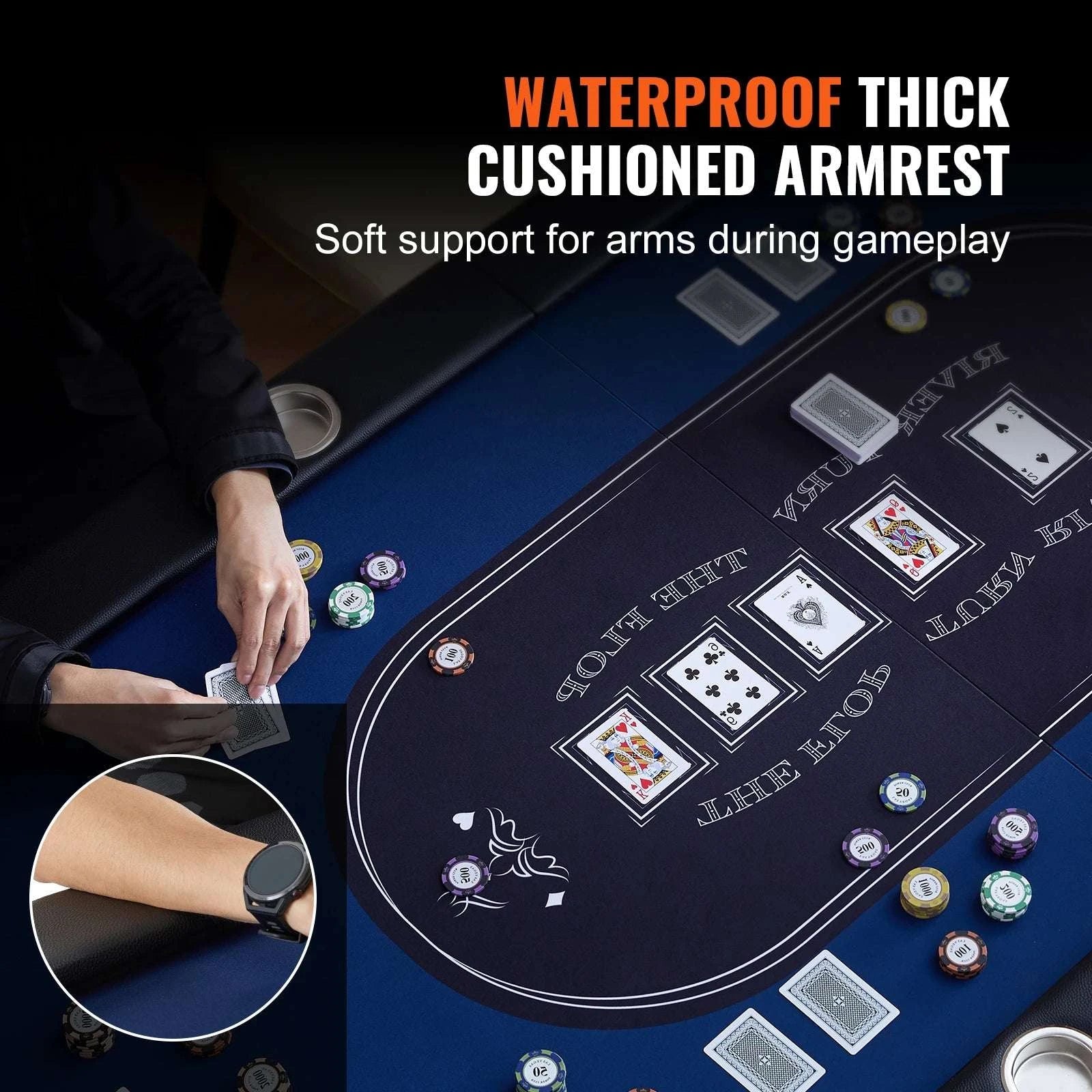 8 Player Foldable Poker Table with Cup Holders & Padded Rails-8players / United States