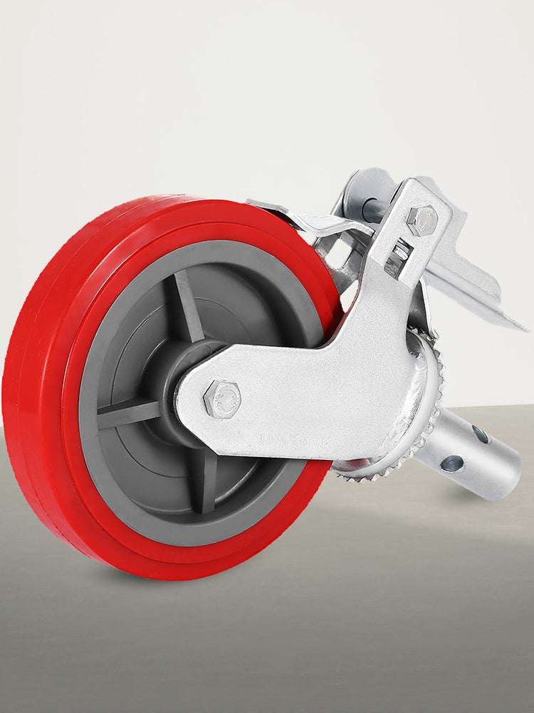 8" Polyurethane Swivel Caster Wheels Set with Brakes 3200 lb-Red / United States