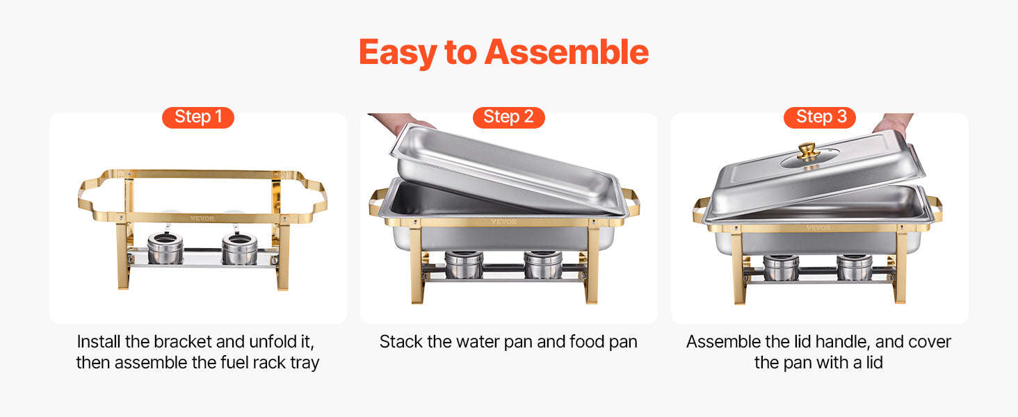 8 Qt 2-Pack Chafing Dish Buffet Set with 4 Full Size Pans-4 Packs / United States