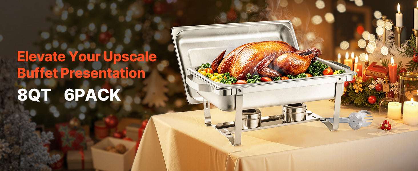 8 Qt Chafing Dish Buffet Set 6 Pack Stainless Steel Catering Set-6 packs / france
