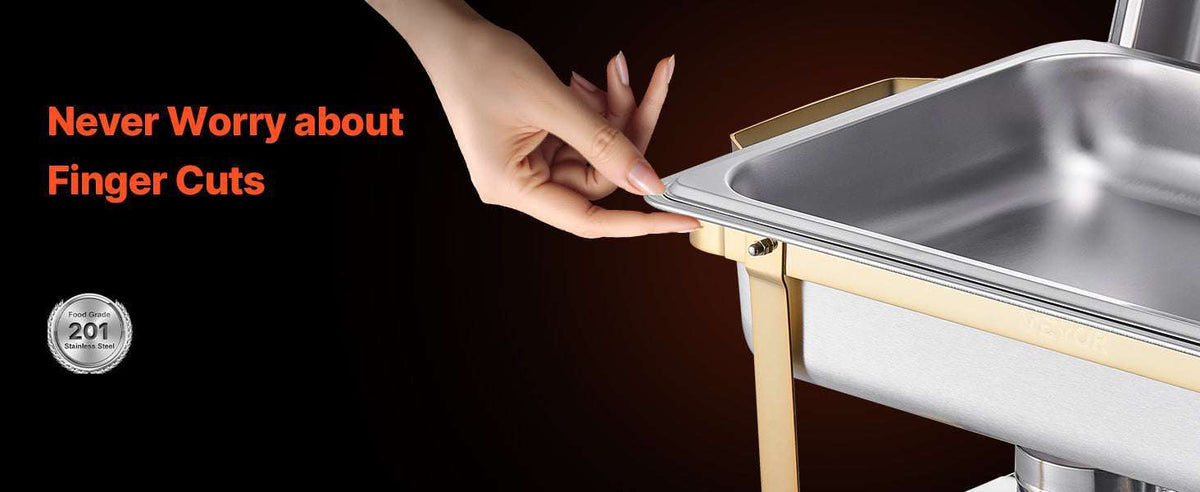 8 Qt Chafing Dish Buffet Set with 6 Pans for Catering & Events-Gold 4pcs / UNITED KINGDOM