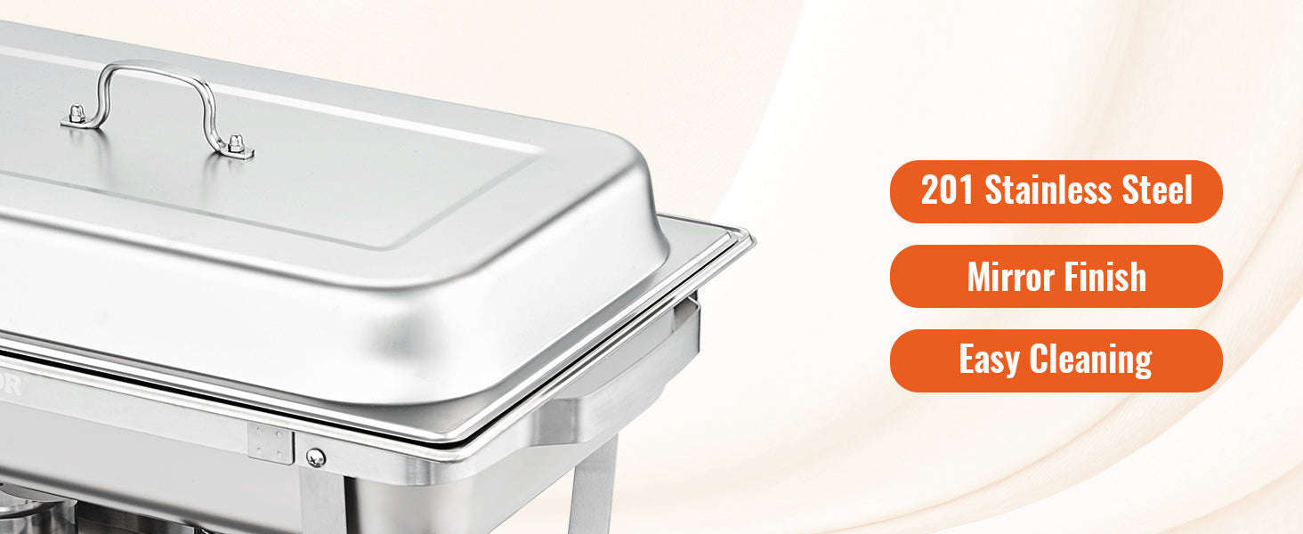 8 Qt Rectangle Chafing Dish Buffet Warmer Set-2 Packs / United States