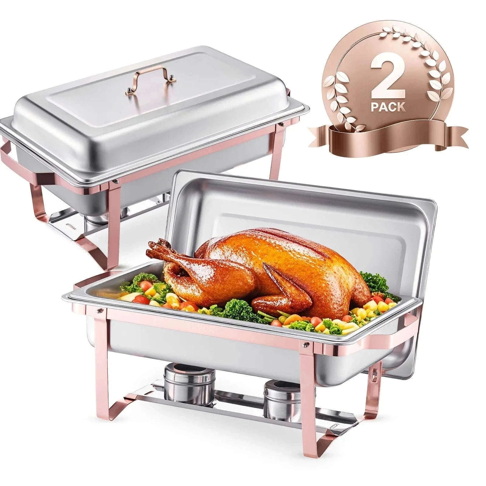 8 Qt Rectangle Chafing Dish Buffet Warmer Set-2 Packs / United States