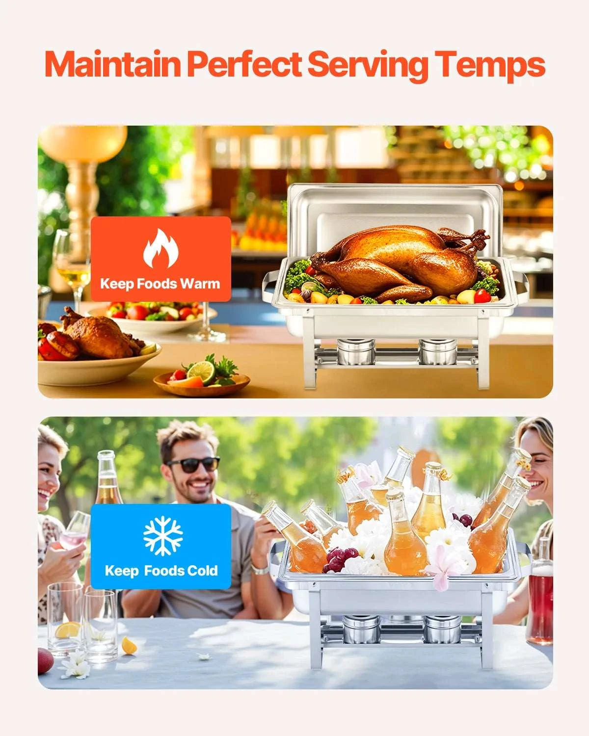 8 Qt Stainless Steel Chafing Dish Buffet Set with Lid (4/6 Pack)-6 packs / CZECH REPUBLIC