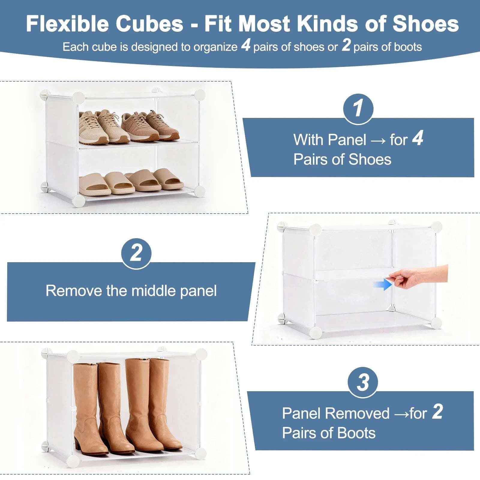 8-Tier Shoe Storage Cabinet with Doors Space-Saving Organizer-White / United States