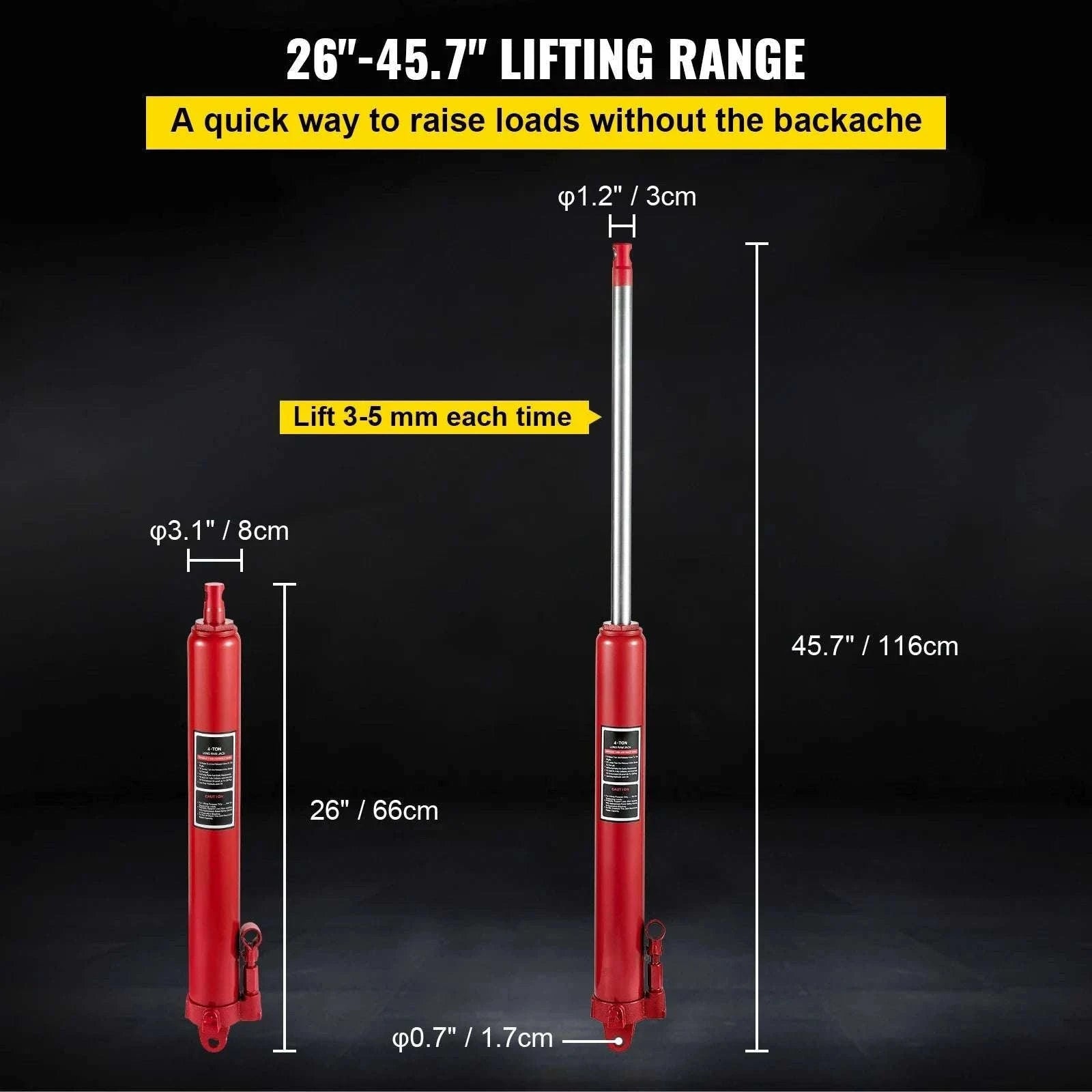 8 Ton Hydraulic Long Ram Jack for Engine Hoists & Shop Cranes-United States