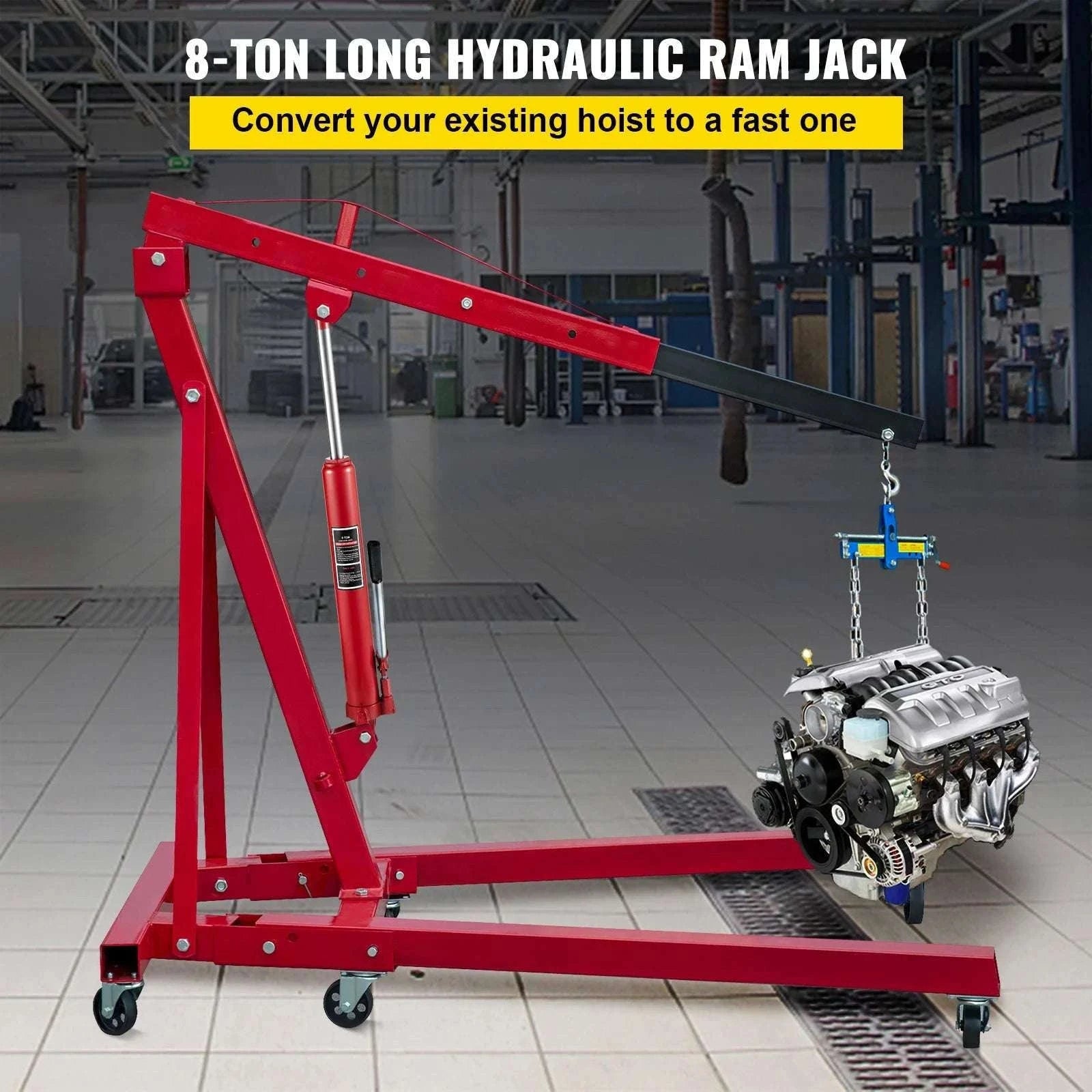 8 Ton Hydraulic Long Ram Jack for Engine Hoists & Shop Cranes-United States
