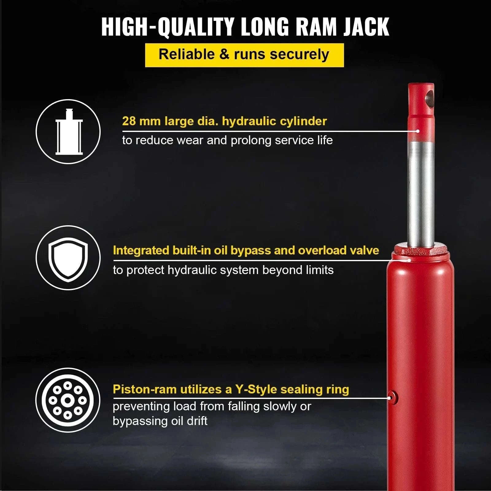 8 Ton Hydraulic Long Ram Jack for Engine Hoists & Shop Cranes-United States