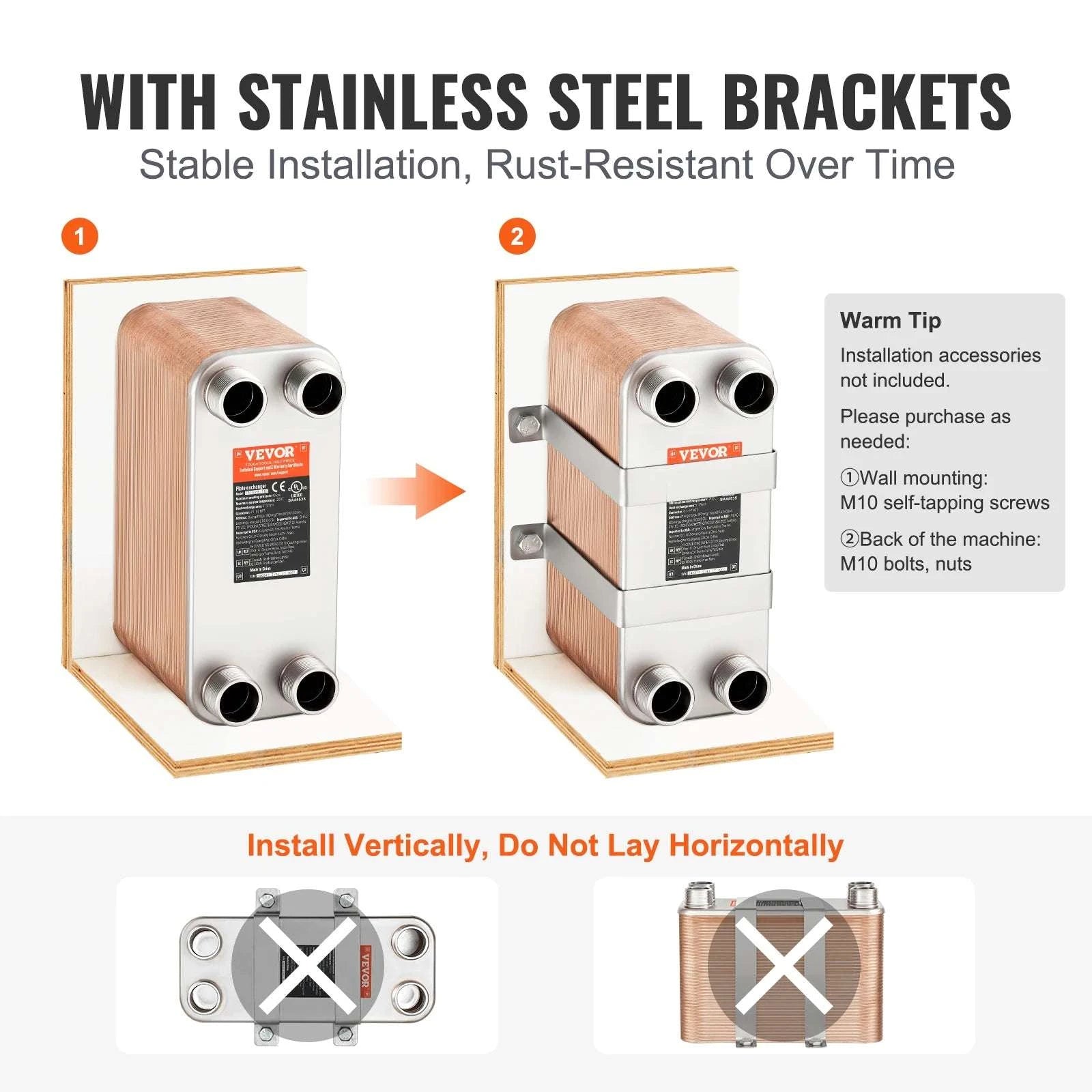 80 Plate Brazed Plate Heat Exchanger 5x12 Stainless Steel Unit-5x12in 80pcs / france
