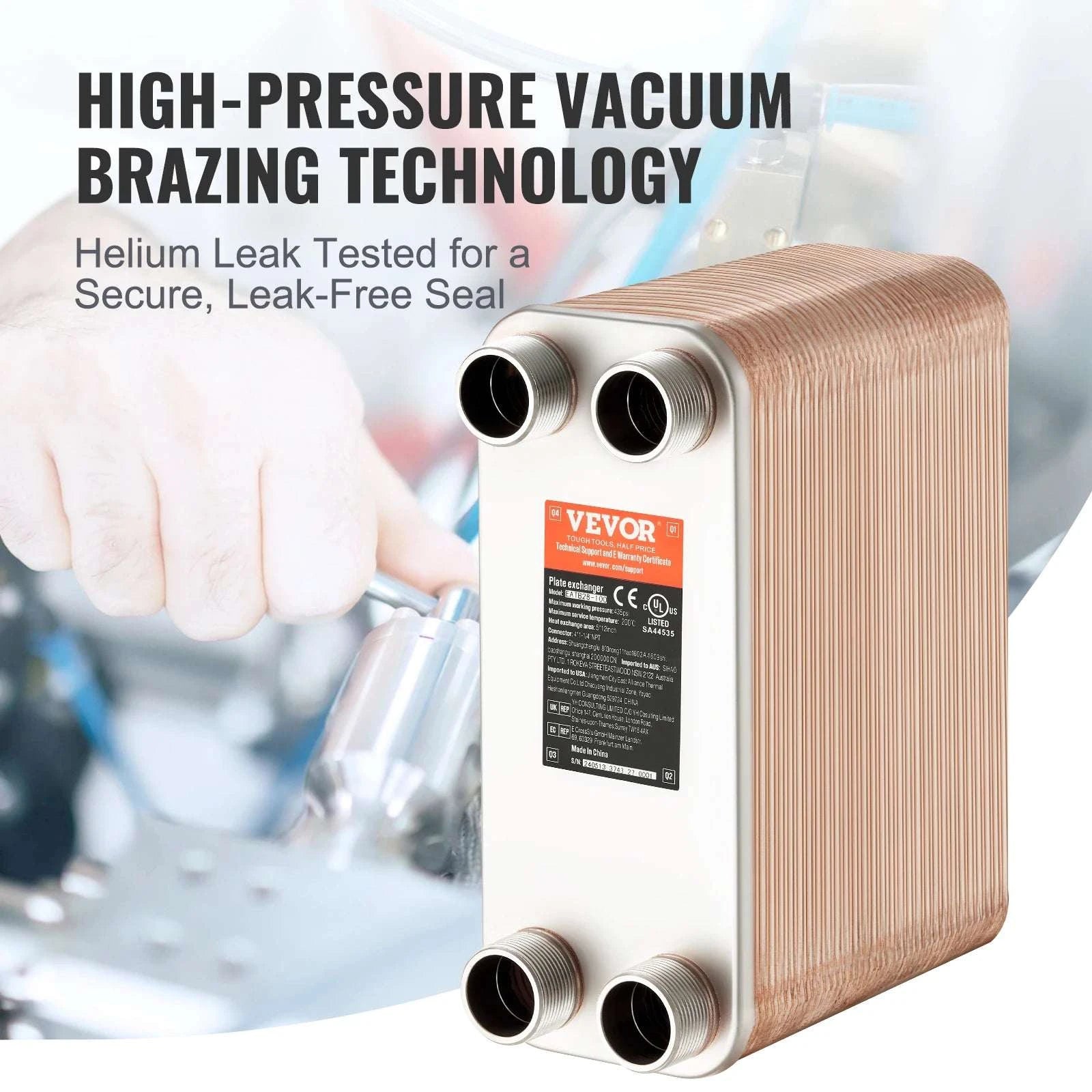 80 Plate Brazed Plate Heat Exchanger 5x12 Stainless Steel Unit-5x12in 80pcs / france