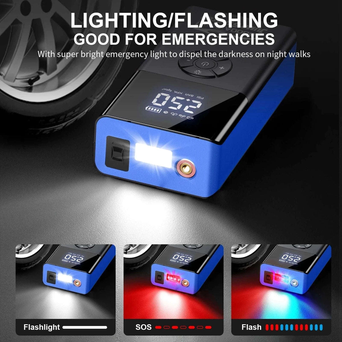 8000A Car Jump Starter with Air Compressor & Portable Power Bank-8000A Ordinary Clip / China Mainland
