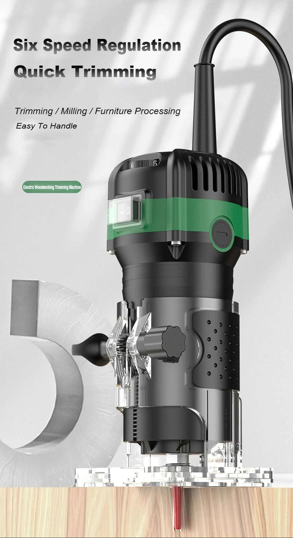 800W 6‑Speed Electric Wood Edge Router Trimmer-Standard / Poland