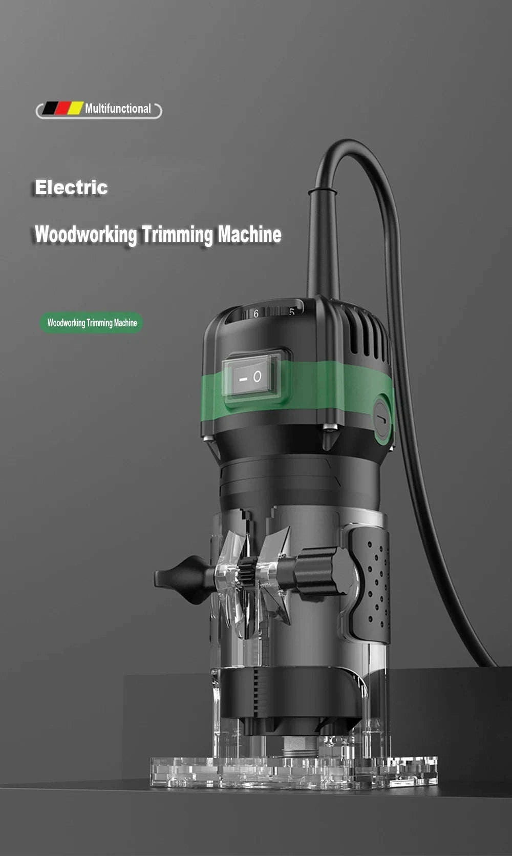 800W 6‑Speed Electric Wood Edge Router Trimmer-Standard / Poland