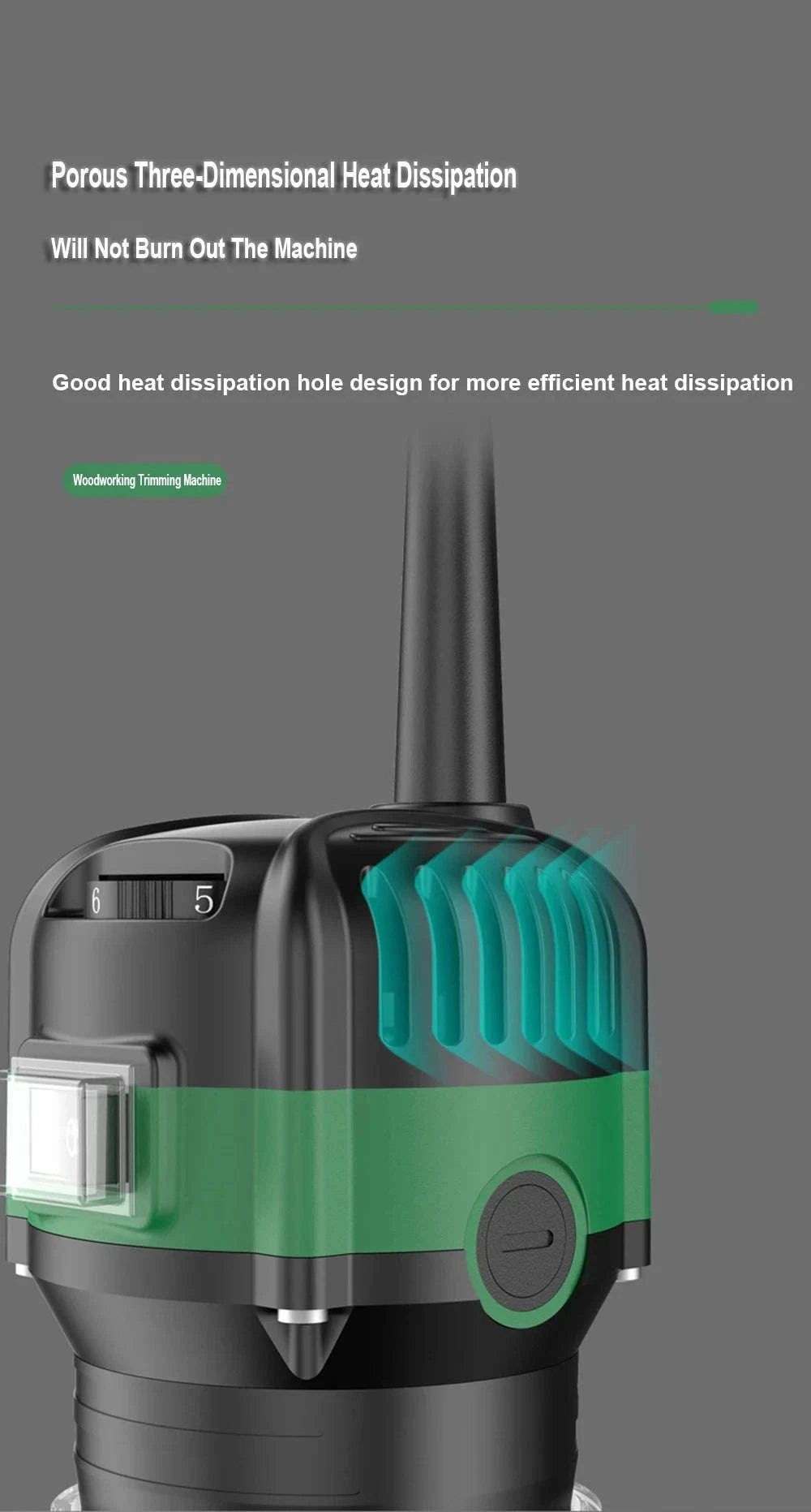 800W 6‑Speed Electric Wood Edge Router Trimmer-Standard / Poland