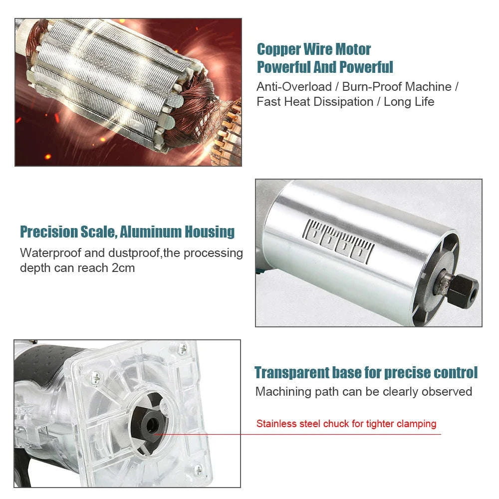 800W Wood Router Machine – High‑Speed Woodworking Trimmer-230v AU Plug