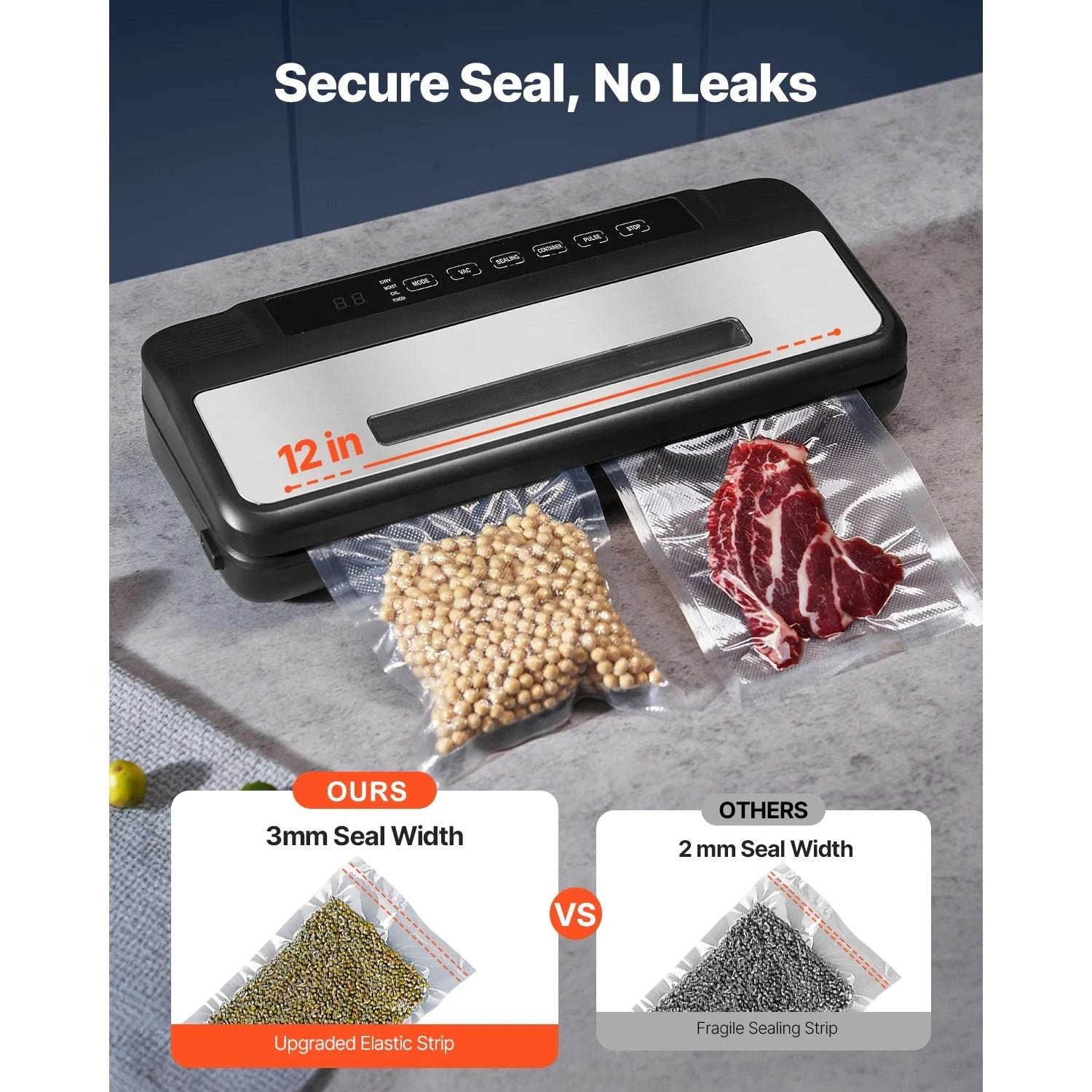 80kPa Electric Vacuum Sealer Machine 7-in-1 with Bags-