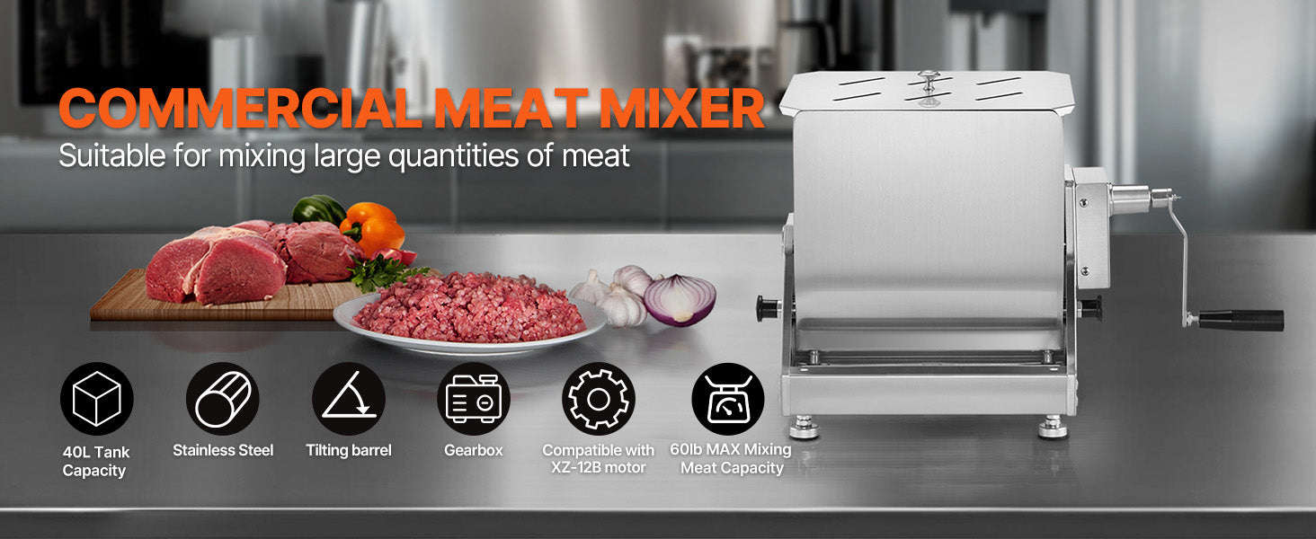 80L Manual Meat Mixer with Tilt Tank and Lid-40L / United States