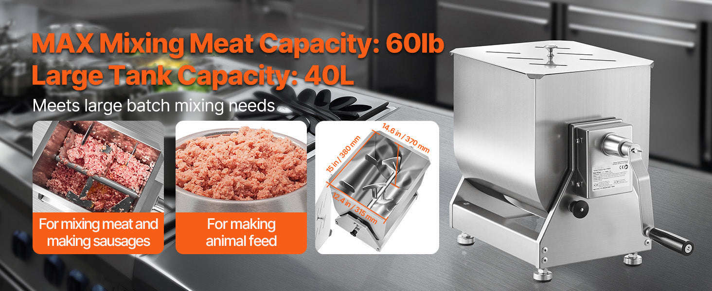 80L Manual Meat Mixer with Tilt Tank and Lid-40L / United States