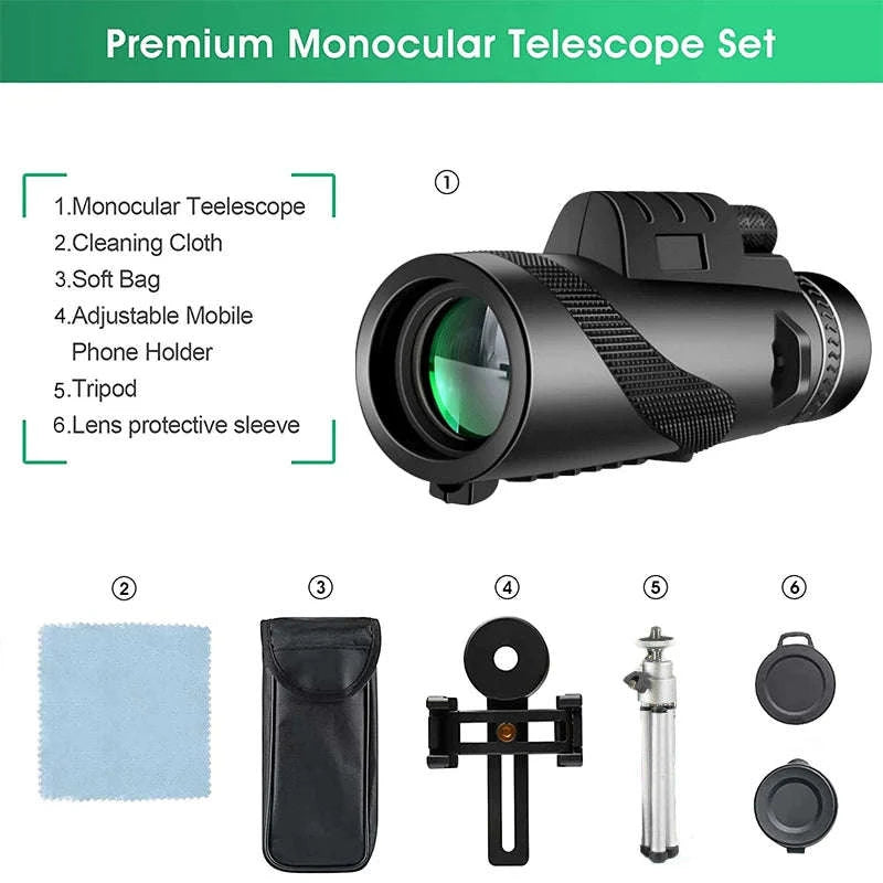 80x100 Monocular Telescope — HD Zoom Long-Range-DDHS-80x100