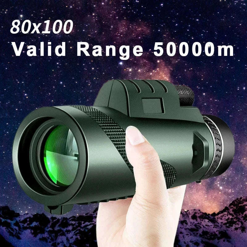 80x100 Monocular Telescope with Tripod and Phone Adapter-DDHS-80x100