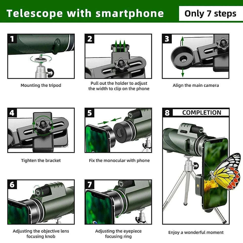 80x100 Monocular Telescope with Tripod and Phone Adapter-DDHS-80x100