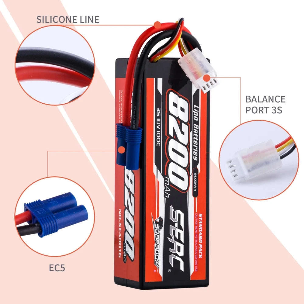 8200mAh Li-Polymer RC Battery 100C-S-8200-3S-100C-EC5 / United States
