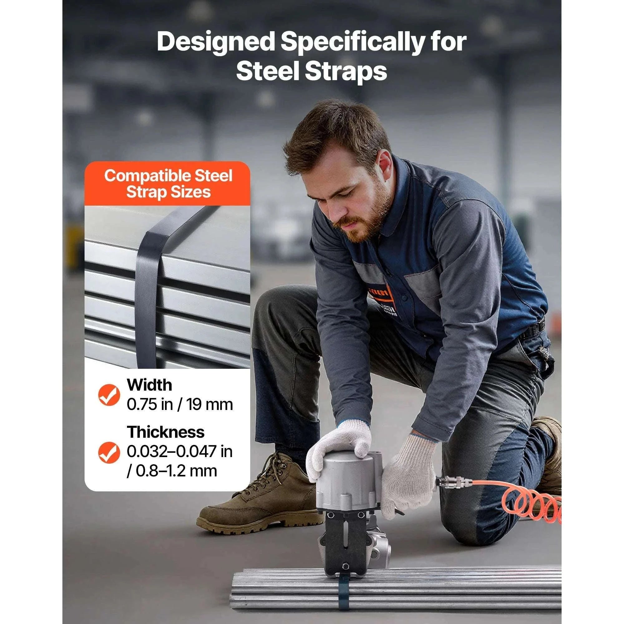 8500N Pneumatic Steel Strapping Machine Split Tensioner & Sealer-32mm Width / United States