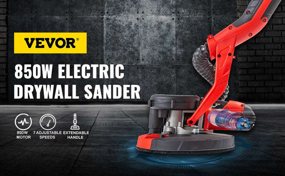 850W Electric Drywall Sander with Variable Speed & Dust Collection-United States