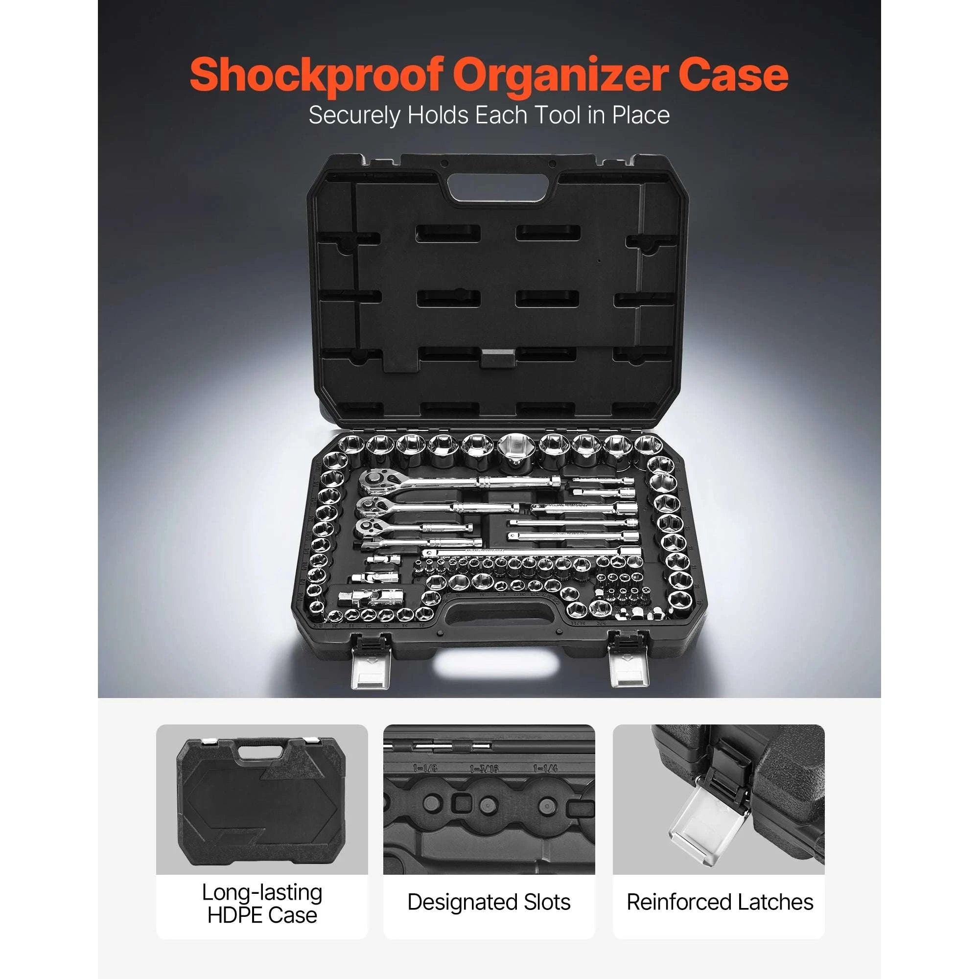86-Piece Socket and Ratchet Set SAE & Metric Tool Kit-39PCs / United States