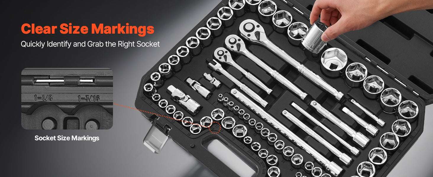 86-Piece Socket and Ratchet Set SAE & Metric Tool Kit-39PCs / United States