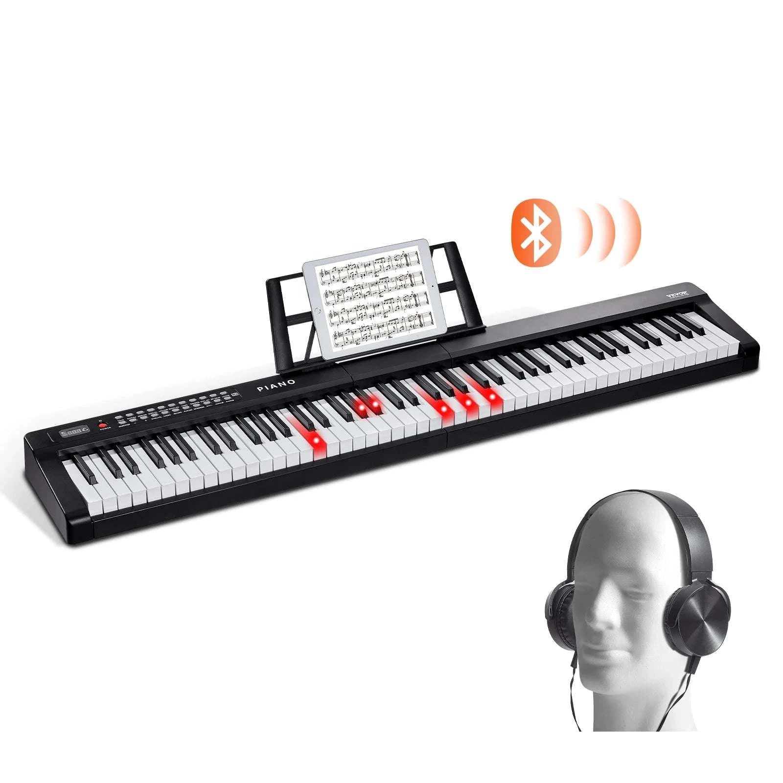 88-Key Digital Piano Keyboard with Stand, 1000 Tones & Bluetooth-Without Stand / spain