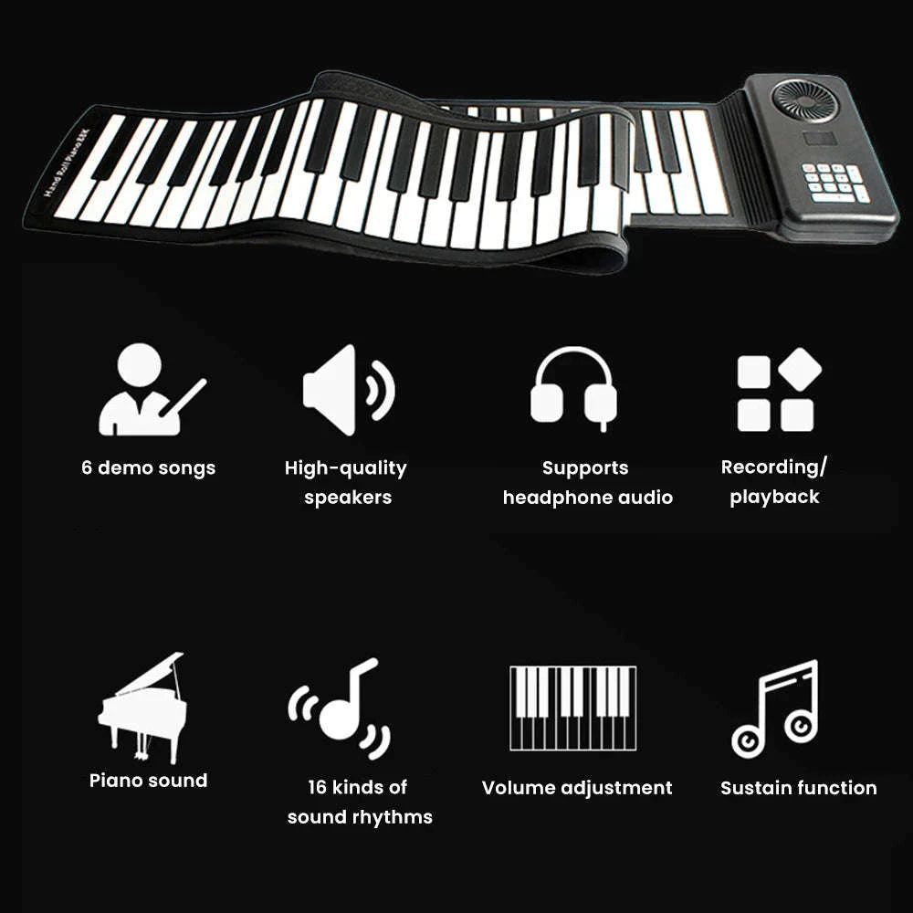 88 Keys Roll Up Piano Keyboard with Speaker Portable Foldable-88 Keys / france