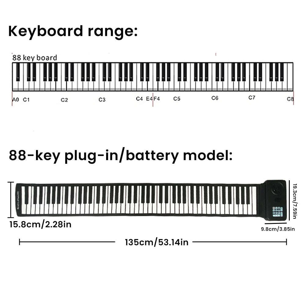 88 Keys Roll Up Piano Keyboard with Speaker Portable Foldable-88 Keys / france