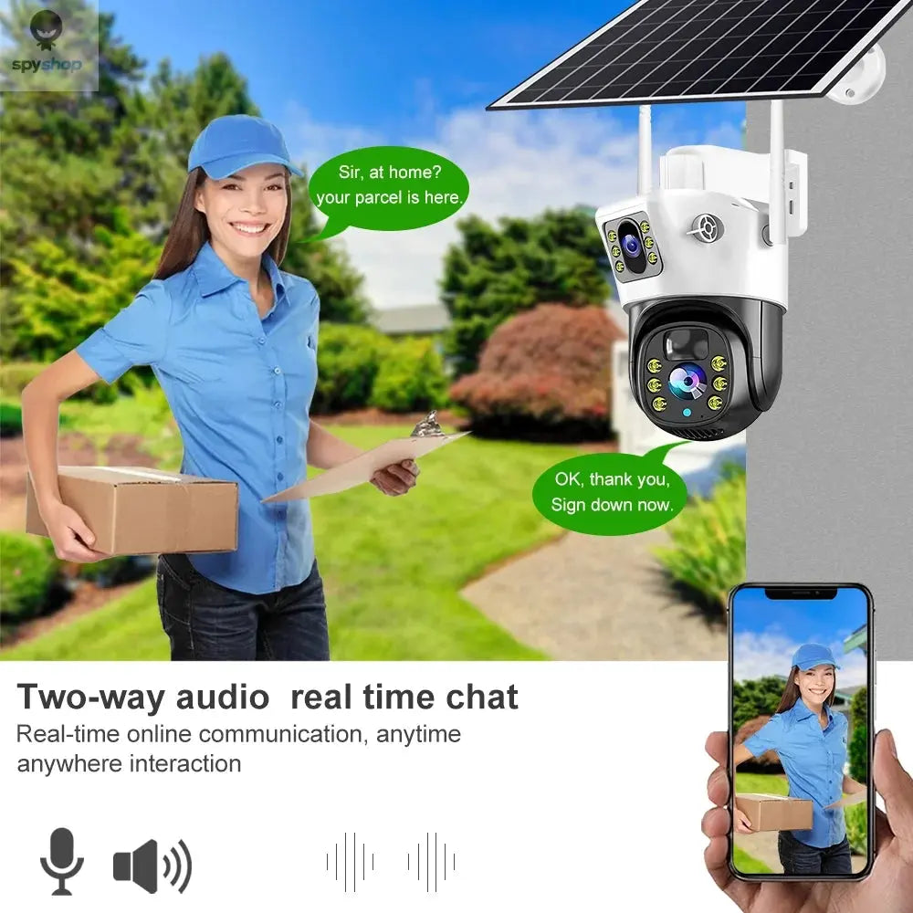 8MP Solar 4G SIM Card Wifi Outdoor IP Wireless Security CCTV HD Surveillance PTZ Camera Night Vision PIR Human Detection V380PRO Spy-shop.com