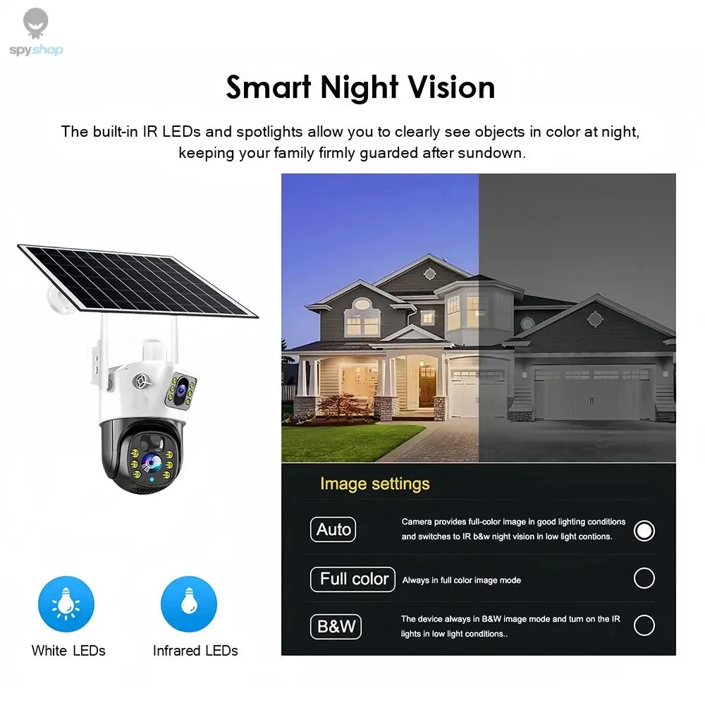 8MP Solar 4G SIM Card Wifi Outdoor IP Wireless Security CCTV HD Surveillance PTZ Camera Night Vision PIR Human Detection V380PRO Spy-shop.com