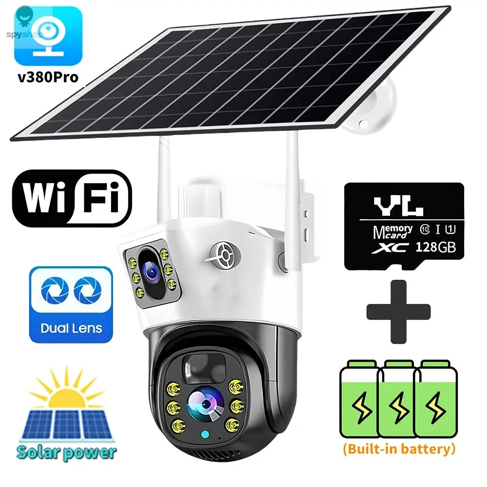 8MP Solar 4G SIM Card Wifi Outdoor IP Wireless Security CCTV HD Surveillance PTZ Camera Night Vision PIR Human Detection V380PRO Spy-shop.com