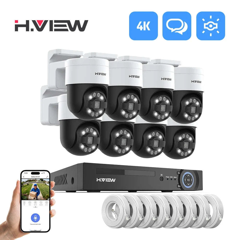 8CH 4K PoE CCTV Security Camera System with PTZ and AI Detection-8MP 4PCS Cameras / China Mainland / None