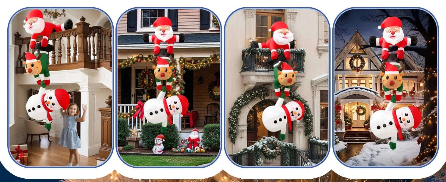 8FT Christmas Inflatable Decor with Climbing Santa, Reindeer & Snowman-8FT 1 / US-PLUG